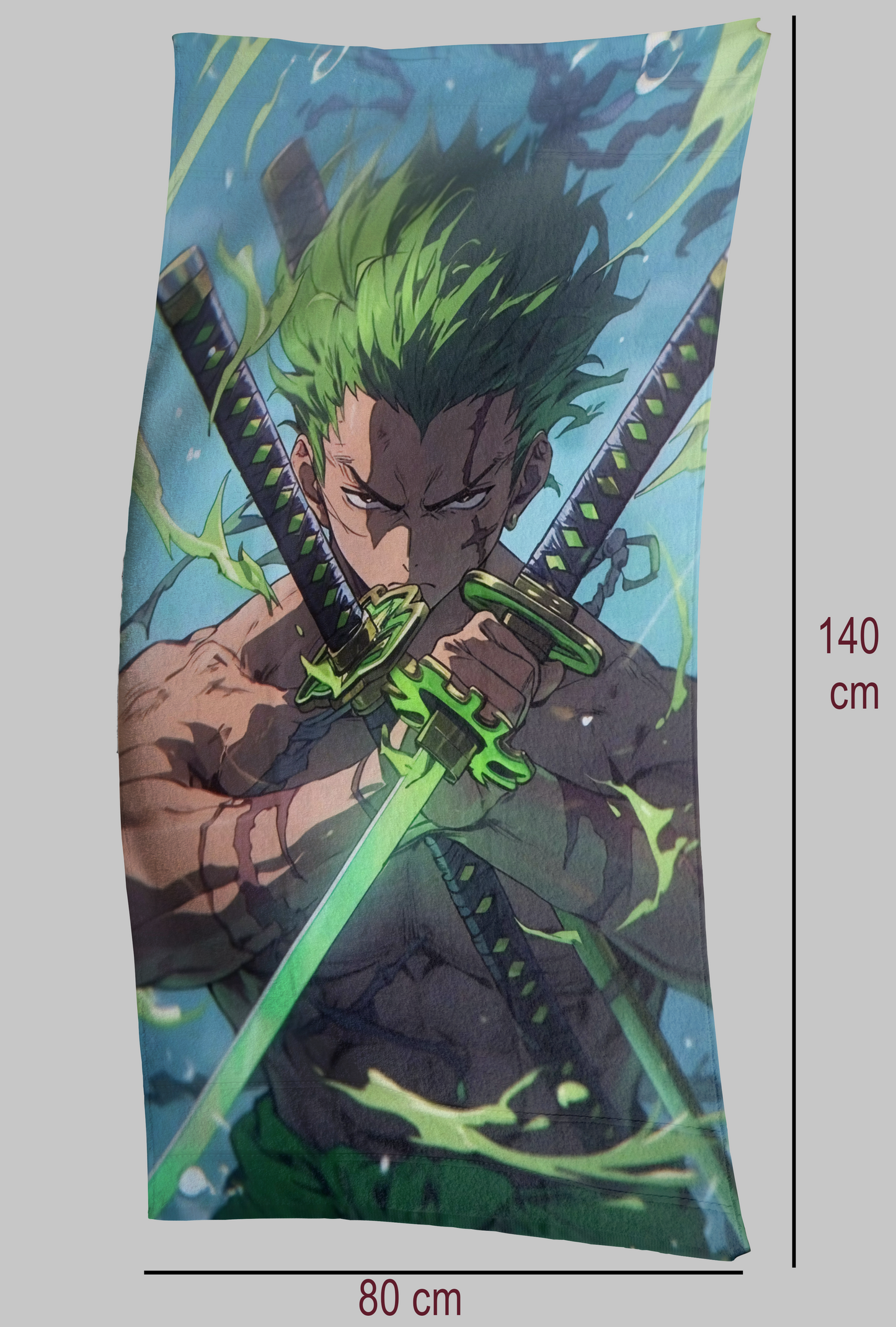 One Piece Zoro Green Flames Standard Towel