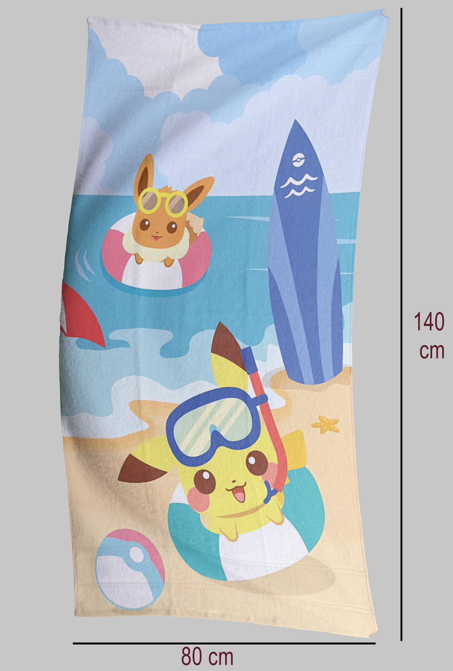 Pokemon Pikachu &amp; Eevee Beach Standard Towel