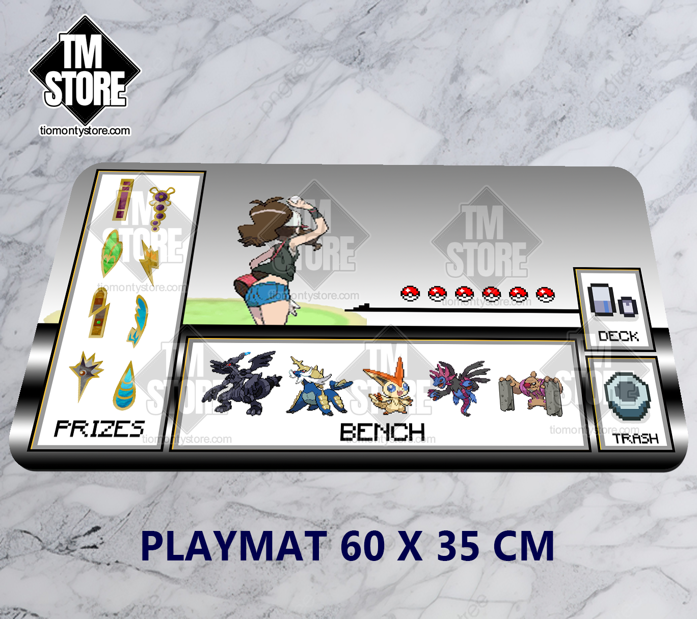 Playmat Pokemon - Pokemon GBA Pixel Art Trainer Hilda B&W Exclusive TM Store